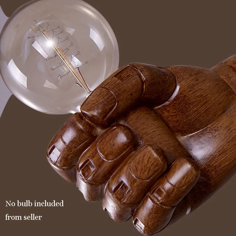 Resin fist art wall lamp retro loft restaurant bar club cafe lamp pub office balcony aisle corridor bedside light bra sconce