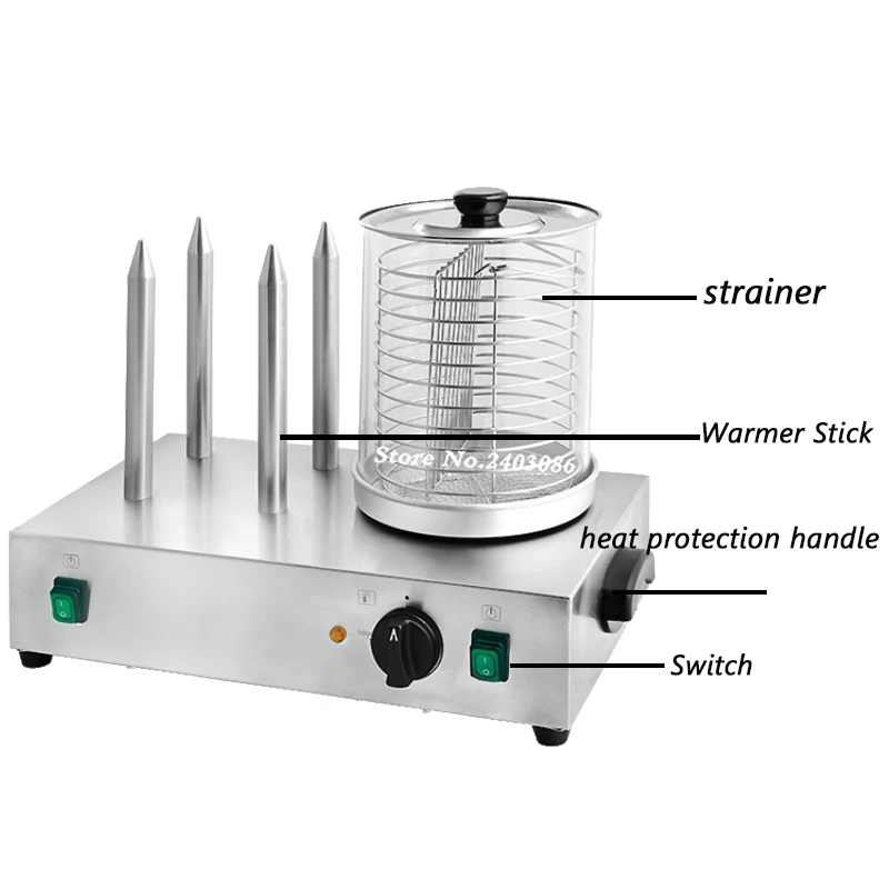 Коммерческий Электрический хот-дог машина из нержавеющей стали 4 палочки колбаса булочка грелка хот-дог Пароварка колбаса ролик гриль