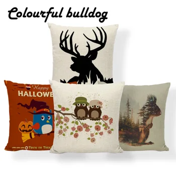 

Bear Rabbit Owl Cushion Animal Forest Halloween Pillow Cases Mid Century Beds For Living Room Throw Pillow Cushion Small Linen