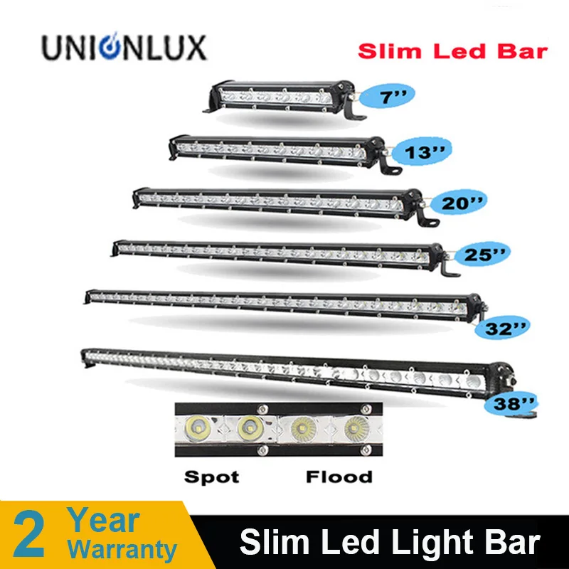 

7" 13'' 20'' 25'' 32'' 38'' Super Mini Led Light Bar Combo Spot Beam Single Row Work Driving Lights 4x4 SUV OffRoad Bar Lamp 12V