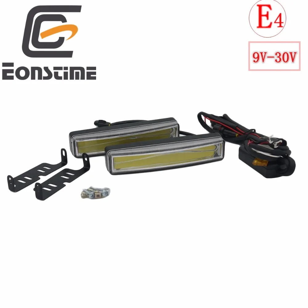 Cheap Eonstime 2pcs 15cm COB LED Vehicles Car Daytime Running Light DRL Installation Bracket White Light Lamp 12V 24V Off function E4