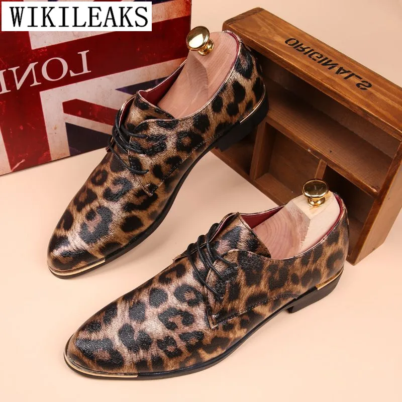 Brand Leopard Men Shoes Oxford Shoes For Men Formal