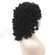 Soowee Black Curly Short Wigs Hairpiece Synthetic Hair Heat Resistant Fiber Party Hair Piece Cosplay Women