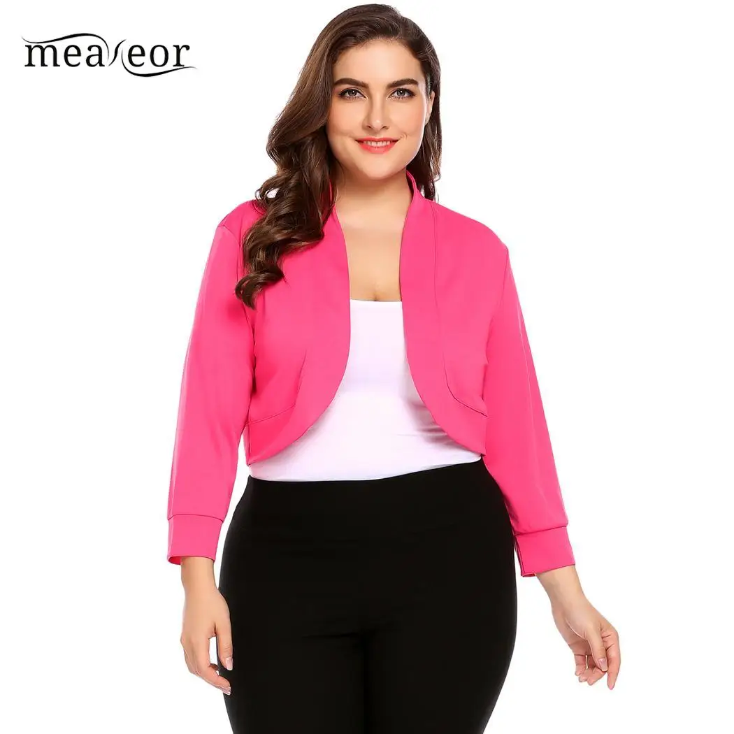 Meaneor женские короткие болеро большие размеры XL 5XL рукав 3/4 осенние пальто