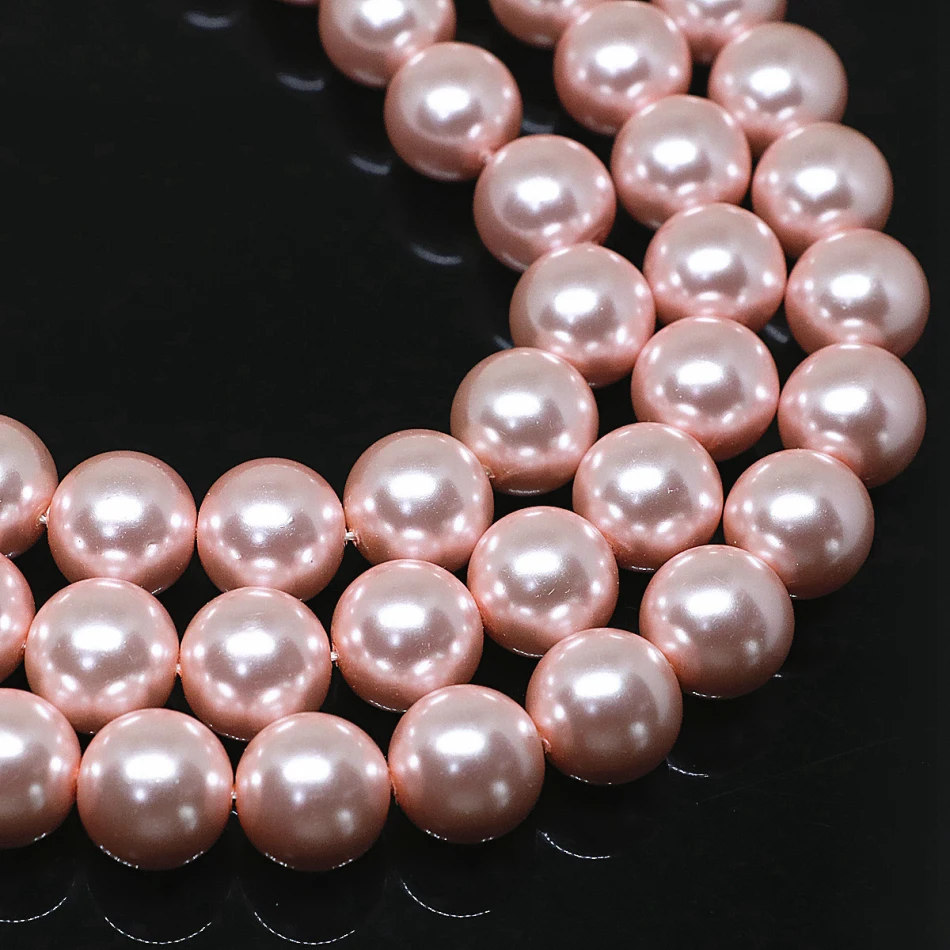 

Charming wholesale pink round imitation shell pearl loose beads 4-14mm high grade women hot sale jewelry making 15inch B1613