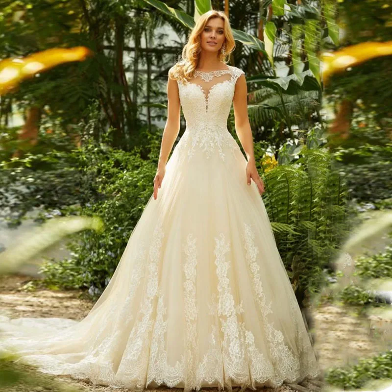 

Eightale Elegant Wedding Dress Boho Appliques Princess A-Line Lace Wedding Gowns Long Train Bride Dress vestidos de festa 2019