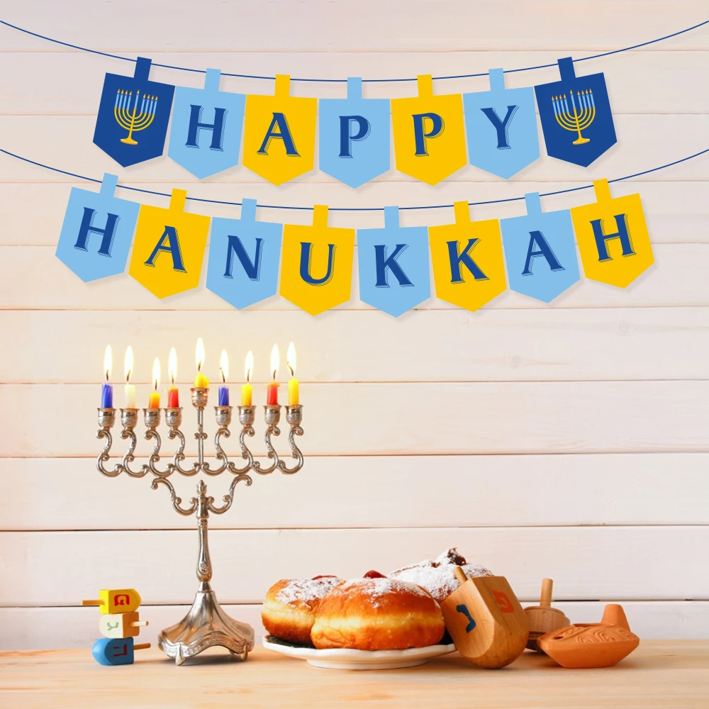 Happy Hanukkah тема вечерние баннеры Chanukah вечеринка украшения настенные подвесные