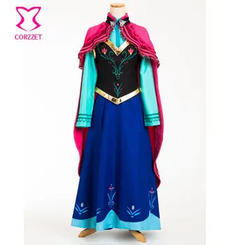 

Six-pieces Ice Snow Fantasy Dress For Adult Princess Anna Costume Cosplay Sexy Gothic Lolita Halloween Costumes For Women