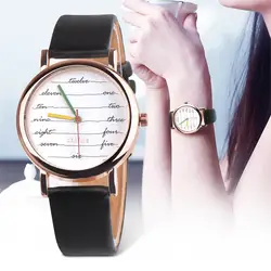 Для женщин наручные часы из искусственной кожи ремешок полосатый круглый циферблат Сладкая Девушка Повседневное аналоговый повседневные