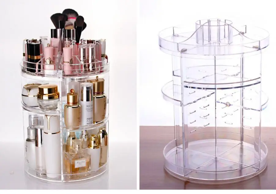 

360-degree rotating cosmetic rack plastic cosmetic box cosmetic storage box skin care storage rack