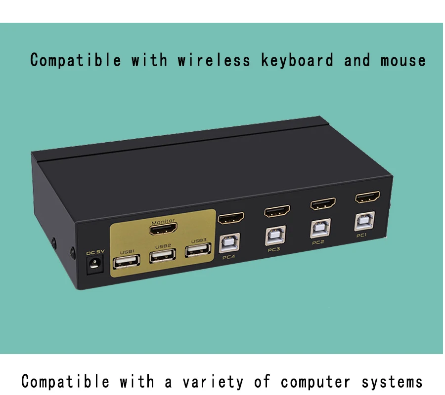 4 порты HDMI KVM переключатель USB Автоматическая hd HDMI в 1 выход переключатель мониторы клавиатура мышь sharer с питание FJ-401HUA