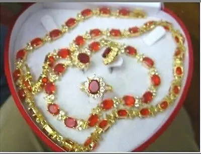 

Hot sale Free Shipping>>Noblest red crystal necklace bracelet earring ring no box