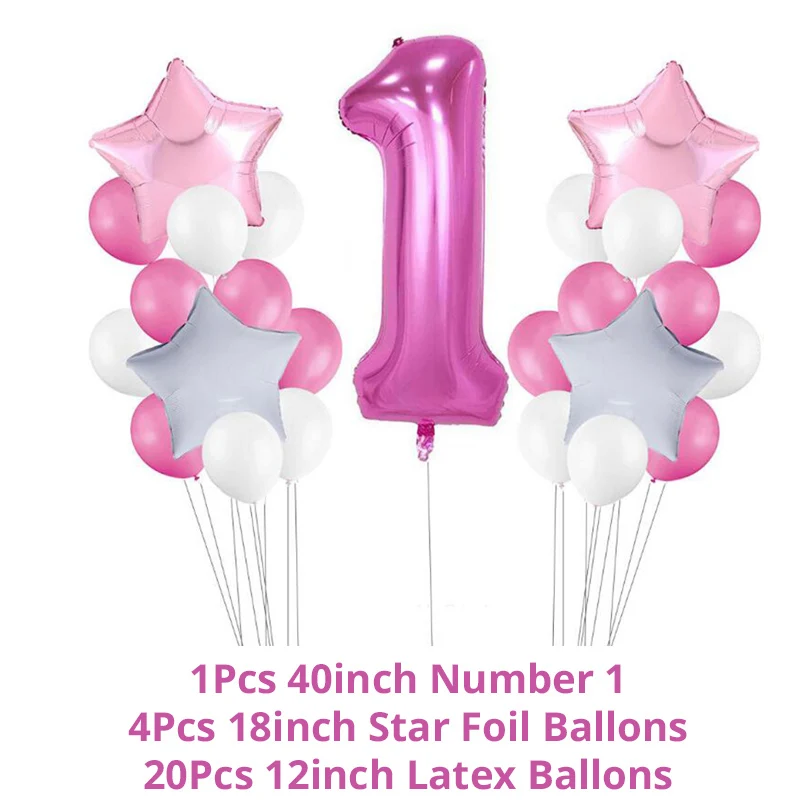 WEIGAO Девушка первый день рождения украшения Дети цифры воздушные шары 12 месяцев Новорожденный ребенок душ фоторамка баннер гирлянды - Цвет: Balloons Set