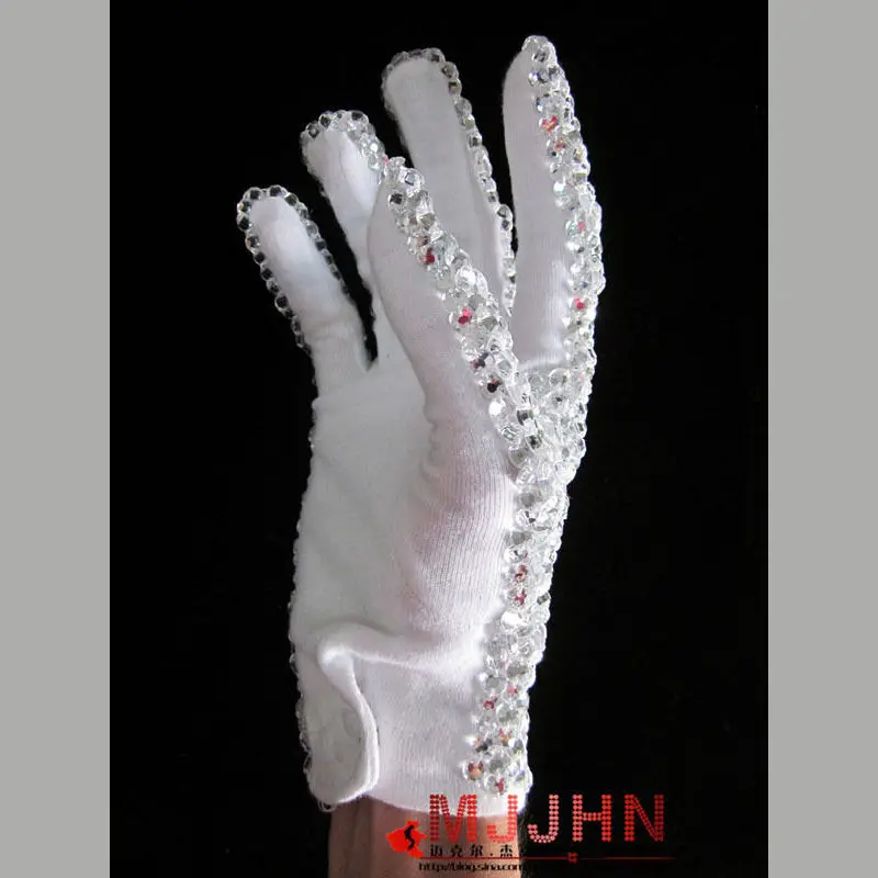 HAND MADE MJ MICHAEL JACKSON BILLIE JEAN SINGLE SIDED SHINNING RHINESTONE  GLOVE