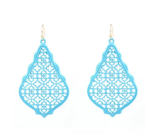 

Big 3D 5.5cmWater Drop Painted Filigree Earrings Multi Color Lacquered Dangle Earrings For Women Matte Fram Earrings