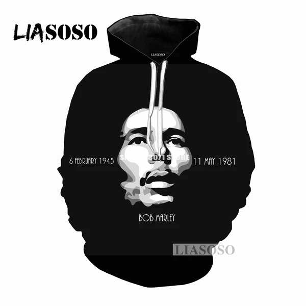 LIASOSO, последняя мода, худи для мужчин и женщин, толстовка с капюшоном Bob Marley, 3D принт, мужская и женская толстовка, модная брендовая одежда M043 - Цвет: 7