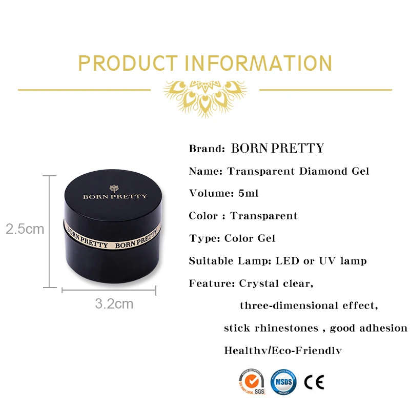 Трехмерный гель BORN PRETTY для ногтей прозрачное украшение 5 мл клей нейл арта со