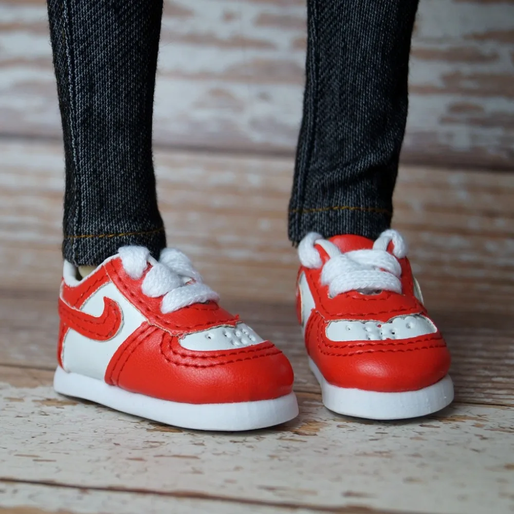 

BJD Shoes Red Sports Shoes Flats N K Sneakers For 1/4 17" 44cm 1/6 11" YOSD Tall BJD doll MSD DK DZ AOD DD VOLKS Doll use