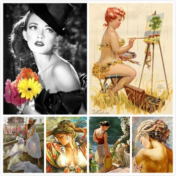 

5D diamond embroidery woman icon diamond painting cross stitch beauty diamond mosaic Female star square rhinestone pattern lady