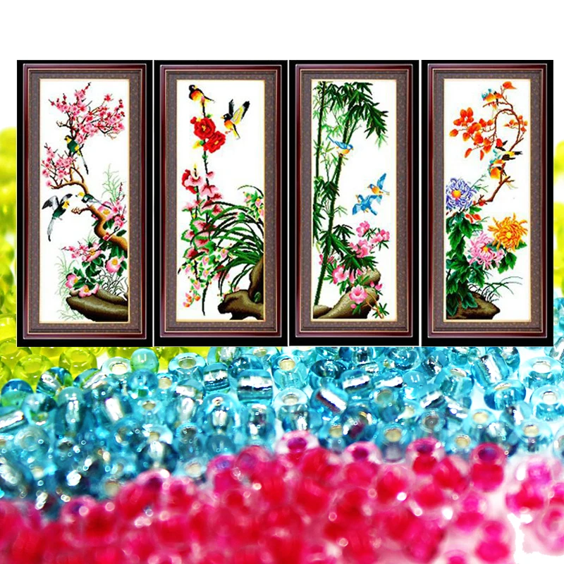

Needlework,DIY bead Cross stitch,Embroidery stitch,diamond,Precise Printed painting,plant pattern, Four kinds of flowers 815