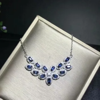 

Natural sapphire necklace 925 sterling silver necklace luxury style exquisite jewelry women gift envelope jewelry