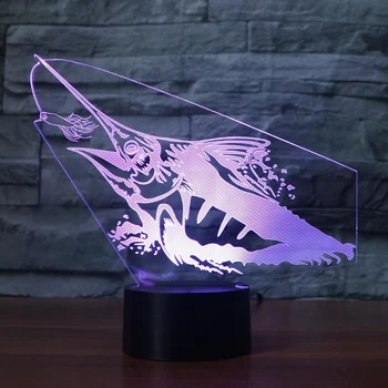 

Creative Fishing 3D Night Light Fish Model 3D Illusion Lamp LED 7 Color Changing USB Remote Touch Sensor Atmosphere Lamp