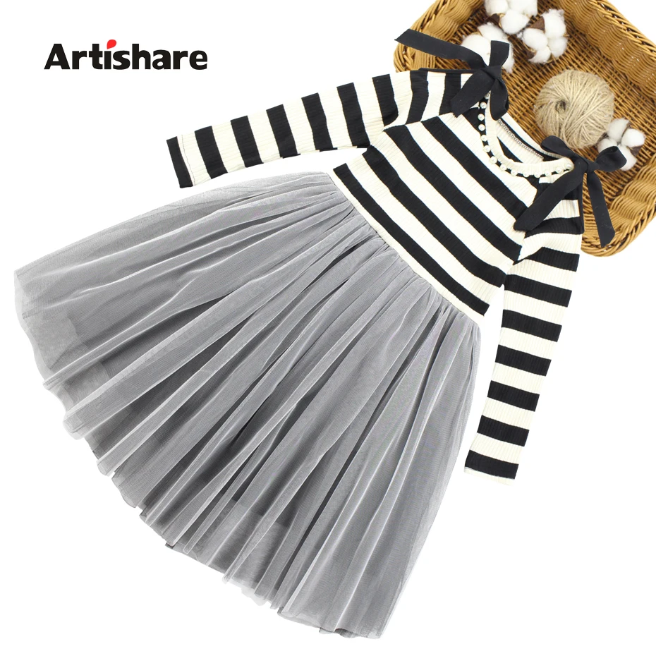 Платье для девочек детское платье принцессы в полоску с длинными рукавами осеннее платье Одежда для девочек-подростков Рождественский подарок для детей 6, 8, 10, 12, 13, 14 лет