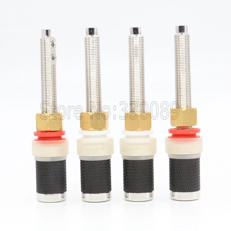 Free shipping 4pcs Tellurium copper Rhodium Plated font b Speaker b font Terminal Binding Post Socket