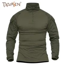 TACVASEN армейская тактическая футболка для мужчин Военная рубашка с длинным рукавом рубашки для рыбалки уличная походная одежда камуфляжная охотничья рубашка
