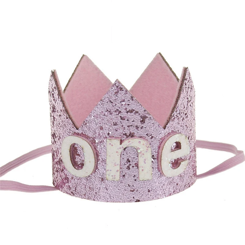 Chicinlife 1 шт. первая повязка на голову с короной на день рождения мальчик девочка 1st день рождения аксессуар для волос детский душ Принцесса шляпа поставки - Цвет: Pink One