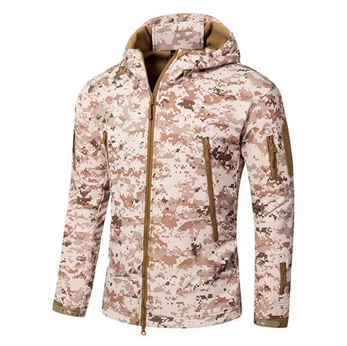 Открытый акула кожу куртка в стиле милитари Для мужчин Softshell Waterpoof камуфляж одежда тактический камуфляж армии куртка с капюшоном мужской зимнее пальто - Цвет: color8