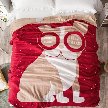 

Summer Large Version Cartoon Dog Design Colorful 100% Cotton Super Soft Quilt Thin Blanket Air Conditional Room Available