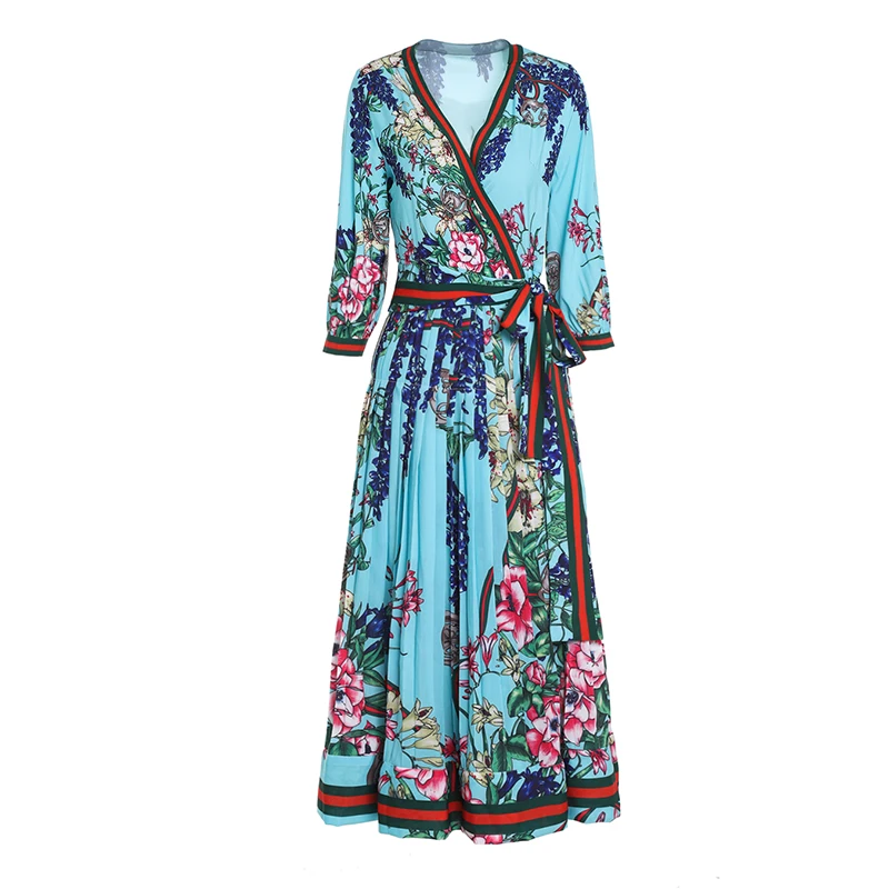Vestidos de fiesta vestidos verano летнее платье бренд Винтаж взлетно посадочной полосы моды дизайнерские платья цветочный принт Макси длинное