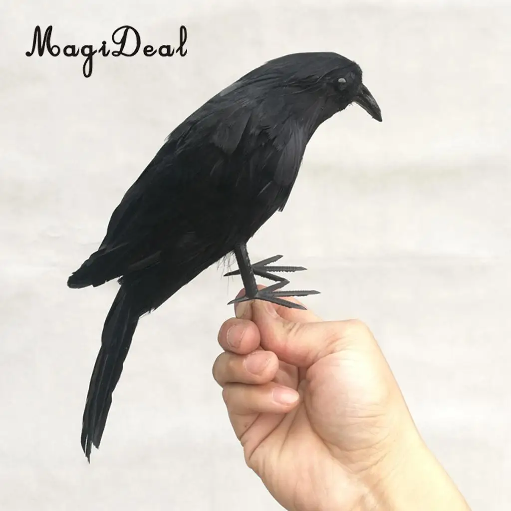   2pc/set Lifelike Raven Magpie Birds for Garden Halloween Wedding Yard Decoration