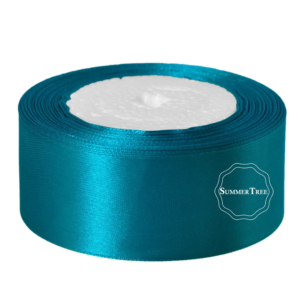 Teal Blue 25 ярдов 1,5 дюйма 38 мм атласная лента пояс Подарочный бант сделай сам Ремесло Свадебные принадлежности ручной работы для мероприятий юбилей банкета украшения - Цвет: Teal Blue