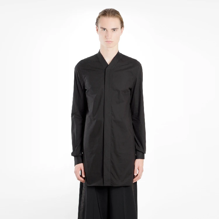Черный S~ 5XL новые мужские оригинальные модные повседневные рубашки для стилиста, длинные деньги, тонкий v-образный воротник, минималистическая рубашка размера плюс, костюмы - Цвет: Черный