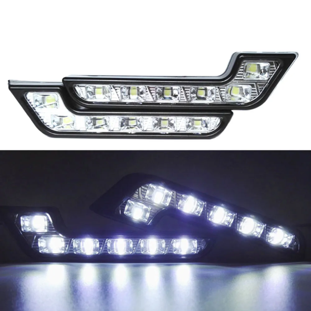 

2PCS DRL Daytime Running Light Driving Lamp Universal Car Auto Fog Light Source 12V White 6 LED For Car Accessories