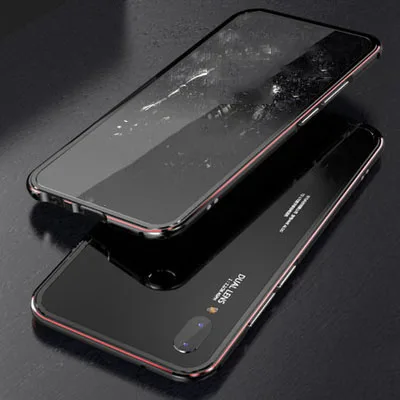 Роскошный брендовый Алюминиевый металлический бампер для huawei P20 Lite, металлические Чехлы, крышка в форме колонки, рамка 5,84 ''для huawei P20Lite - Цвет: black and red