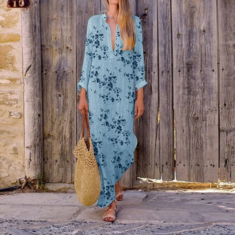 

Women Beach Ladies Party Dress Spring Long Sleeve Sexy Summer Slim Fit V-neck
