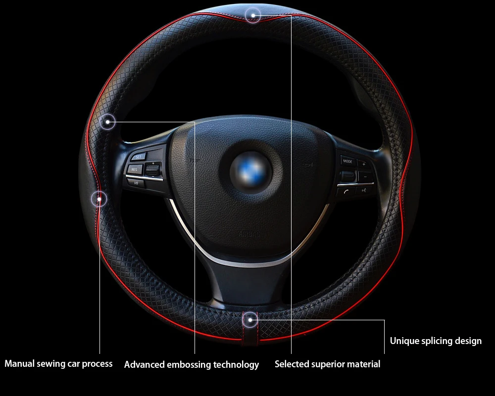 Высокое качество чистый кожаный Автомобильный Универсальный чехол на руль 38 см Форма автомобиля спортивный чехол рулевого колеса автомобиля противоскользящие автозапчасти
