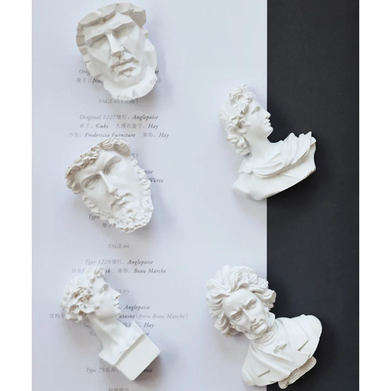 

Famous person Resin Bust Statue Stereoscopic Magnetic Sticker/Greek Plaster portrait Wall Sculpture Interior Decor Accessories