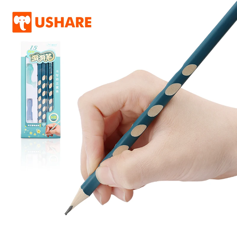 

USHARE 15pcs Wood Pencil HB For Children Kawaii Pencils For School Office & School Standard Pencils With Pen Grip Drop Shipping