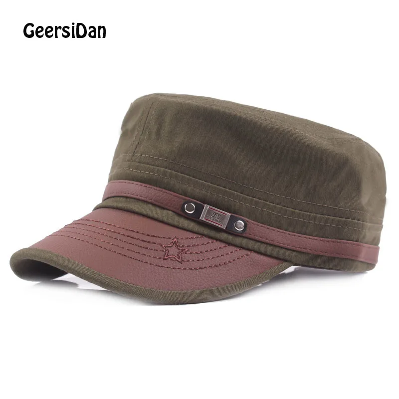 

GEERSIDAN 2017 Spring autumn top quality cutton men's baseball hats with ear flaps russia flat top caps for men women casquette