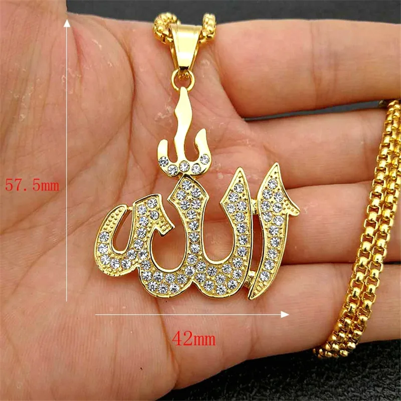 Прямая поставка хип хоп Iced Out Bling исламский Бог подвески ожерелья для женщин и