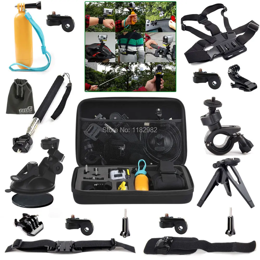 Outdoor Sports Accessories Kit + Carry Case + Tripod Stand + Chest Belt