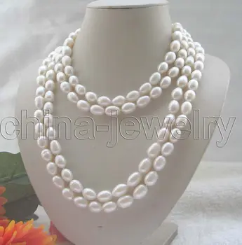 

P5730 - AAA 100" 8-9mm natural white baroque freshwater pearl necklace