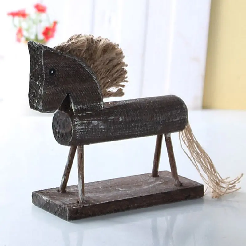 

JAYQUERING Hand Carved Wood Horse Model Vintage Home Decor Creative Simple Interior Design Home Wine Cabinet Decoration ZL0110