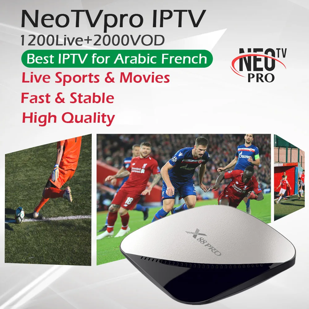 

Best stable Arabic IPTV NEO IPTV Subscription France Belguim IPTV+X88PRO Androird 9.0 TV Box RK3318 Dual wifi 4k FHD Set Top Box