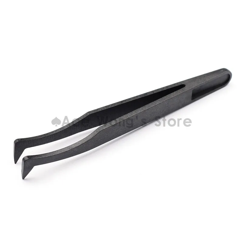 

Portable Black Straight Bend Anti-static Plastic Tweezer Heat Resistant Repair Tool 93306