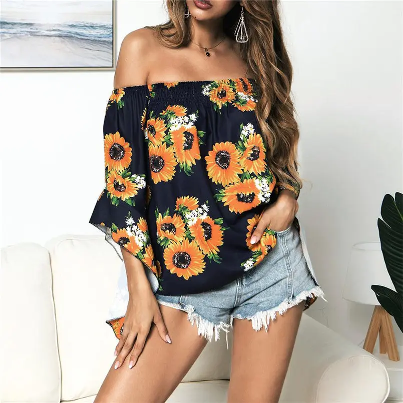 New Women Summer Plus Size Flower Print O-Neck Button Long Sleeve Linen Top T-Shirt Blouse Shirt Elegant Fashion New Tops #4R03 (16)